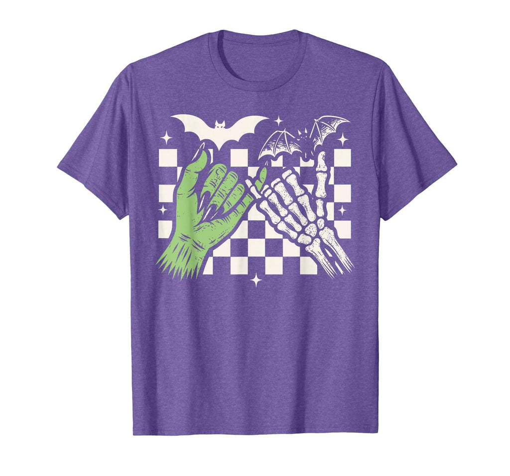 Spooky Season Halloween Vibes Pinky Promise Skeleton Bat T-Shirt