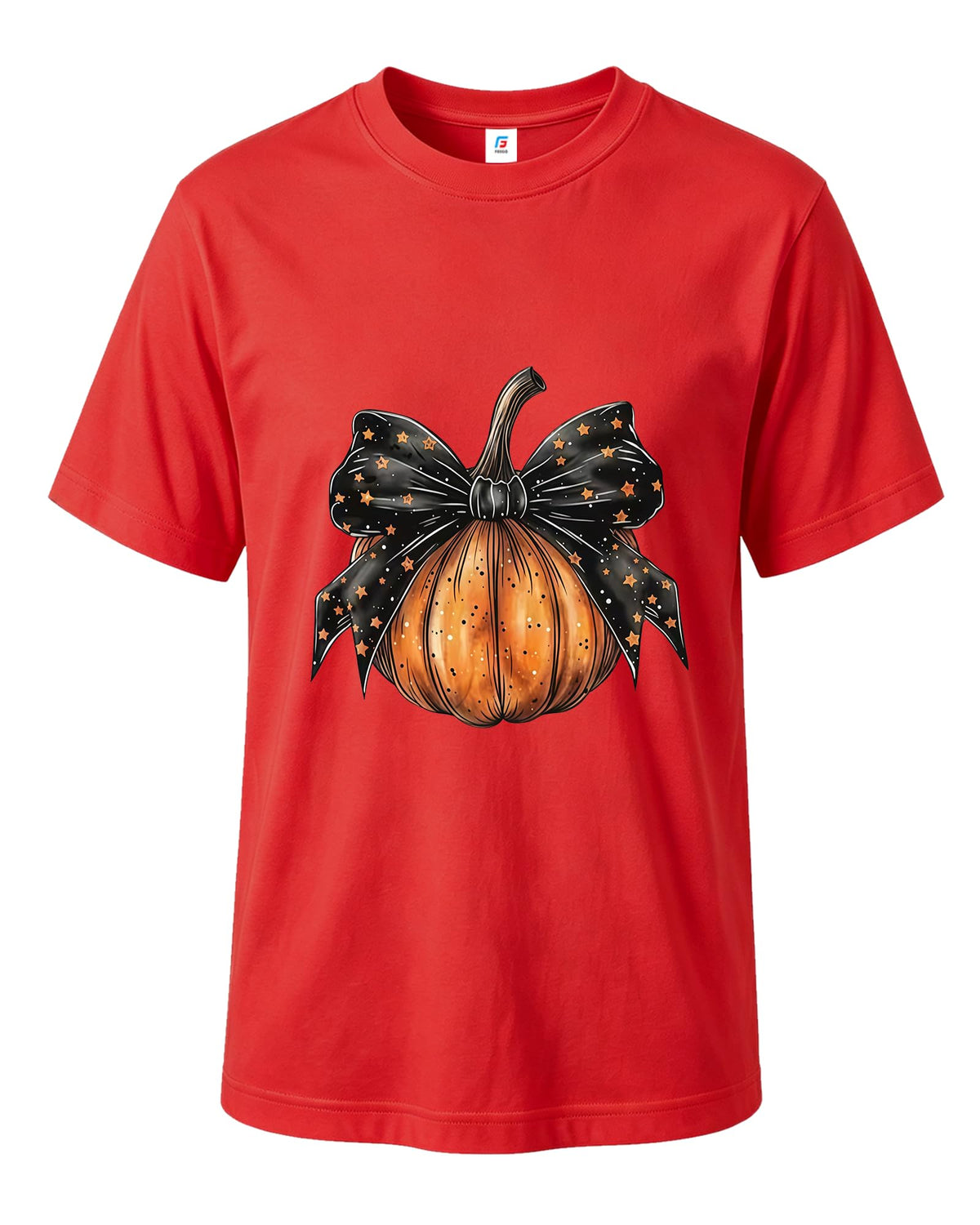 Halloween Pumpkin Bow T-Shirt Unique Graphic Tee for Women Holiday Wear