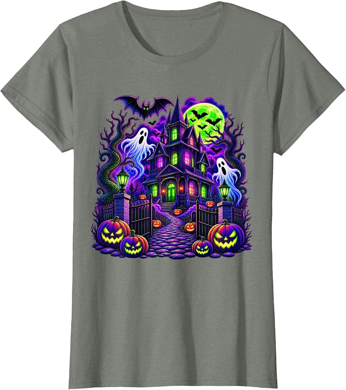 Vintage Halloween Spooky Scene Pumpkin Scary Costume Graphic T-Shirt