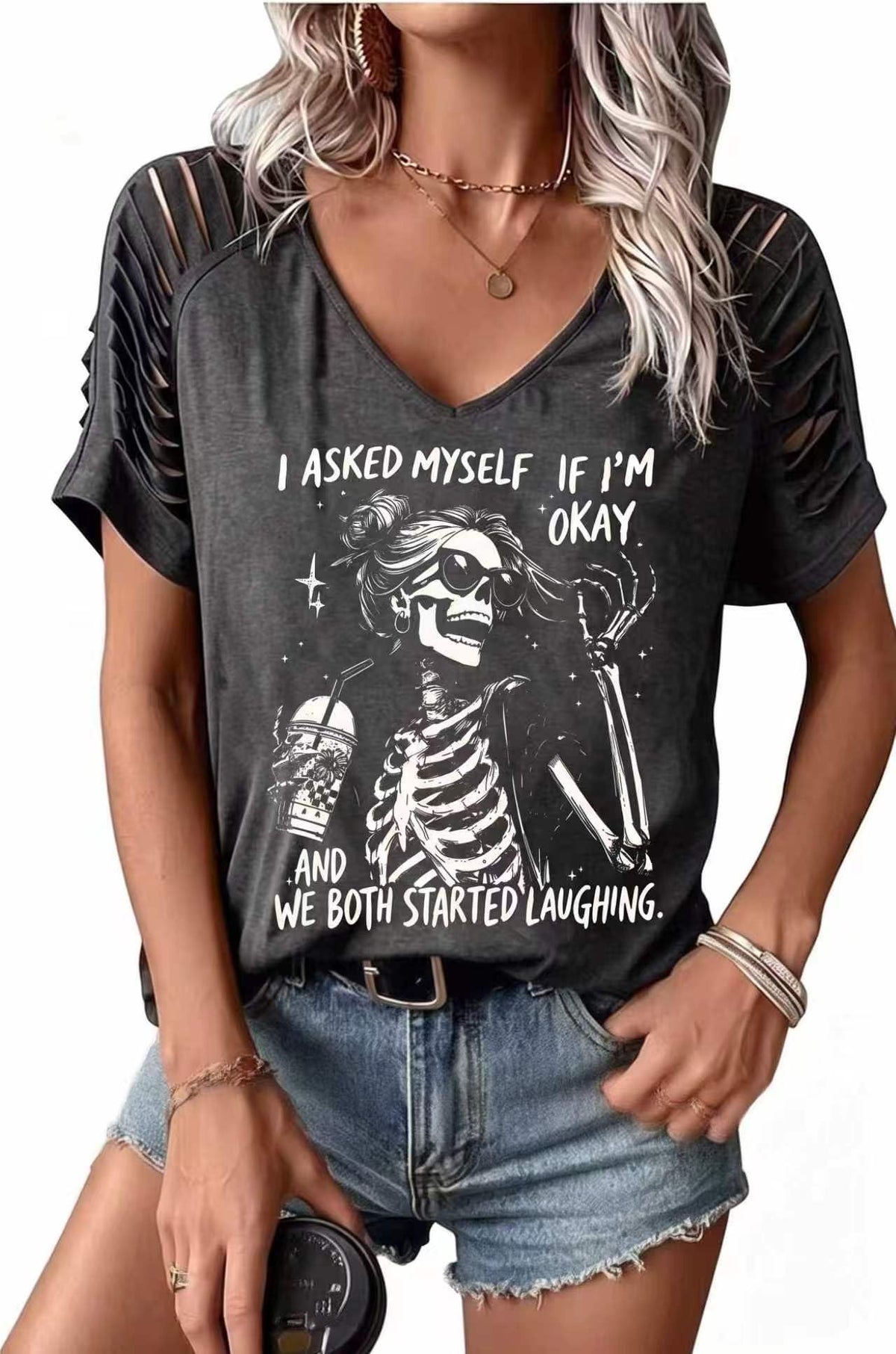 Womens Fall Halloween Thanksgiving V Neck Shirt Vintage Short Sleeve Western Shirts Cut Out Cold Shoulder T Shirts