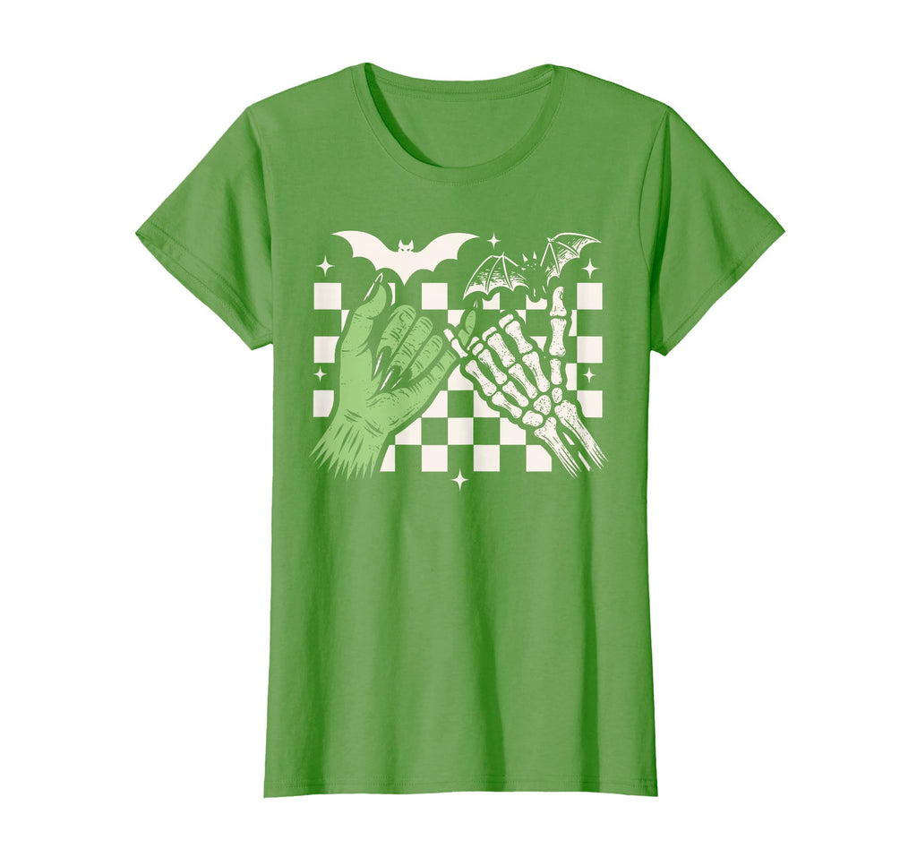 Spooky Season Halloween Vibes Pinky Promise Skeleton Bat T-Shirt
