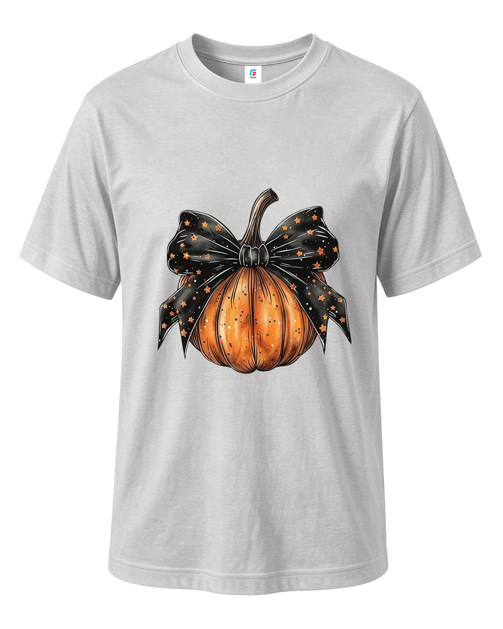 Halloween Pumpkin Bow T-Shirt Unique Graphic Tee for Women Holiday Wear