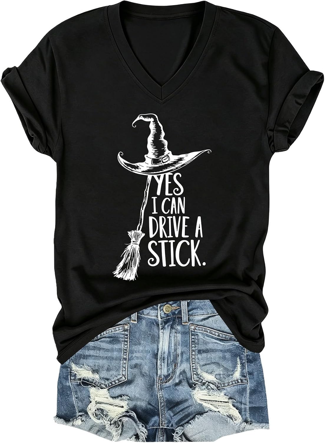 Fall V Neck T-Shirts Women Halloween Graphic Shirts Cute Pumpkin Ghost Tees Funny Holiday Family Short Sleeves Tops