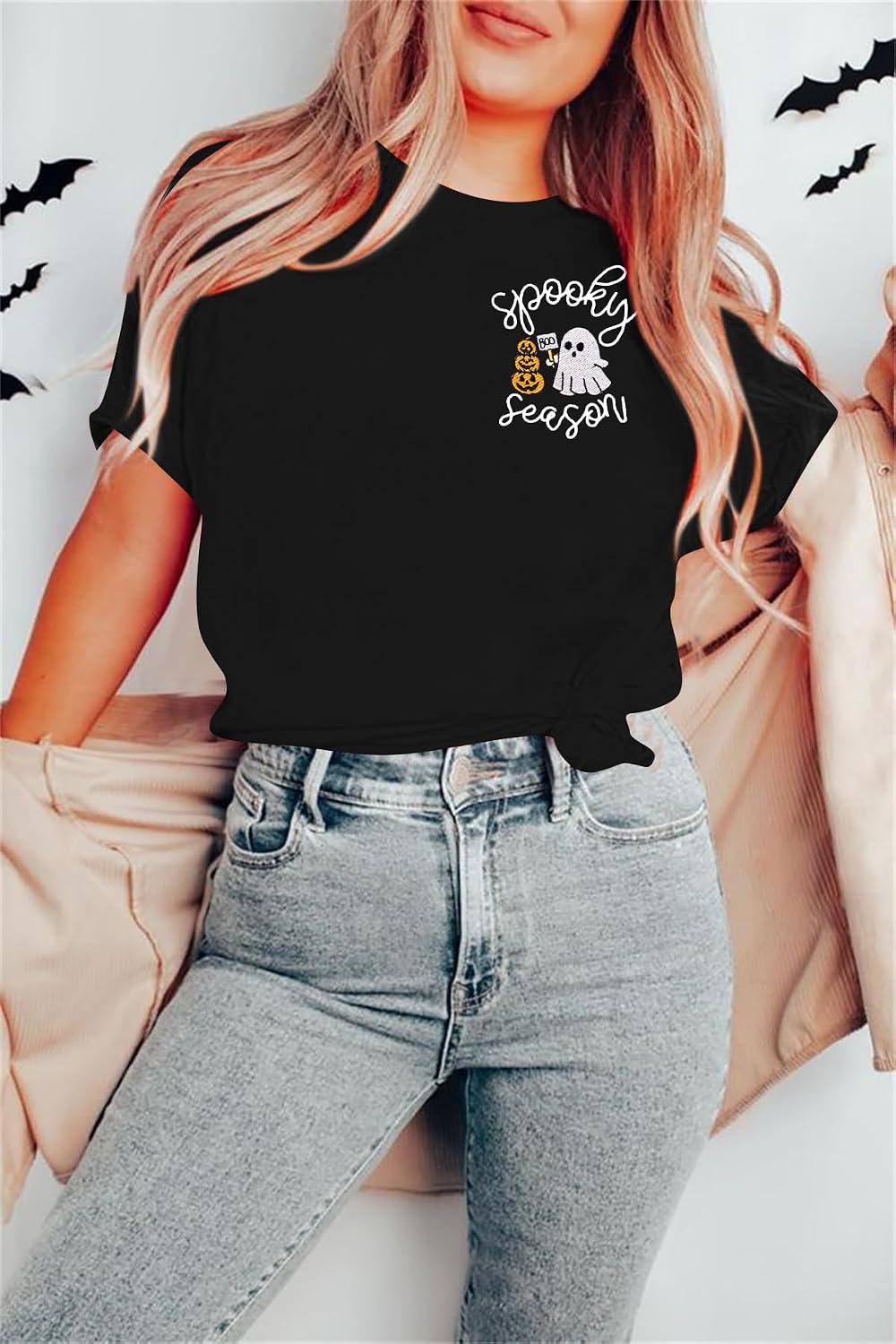 Halloween Spooky Shirt for Women: Spooky Season Tshirt Funny Ghost T-Shirt