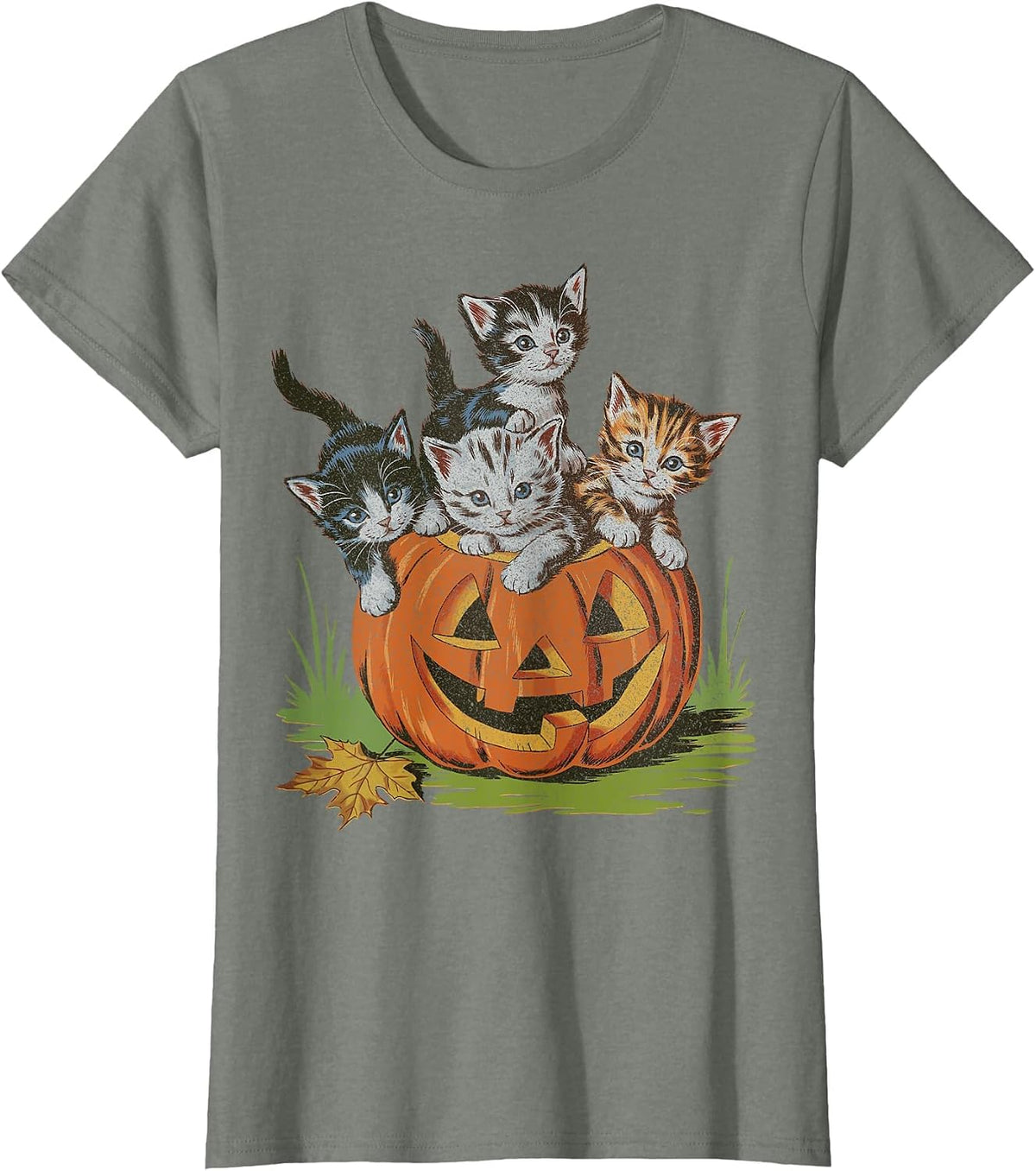 Halloween Vintage 90s Cat Pumpkin Spooky Season Men Women T-Shirt