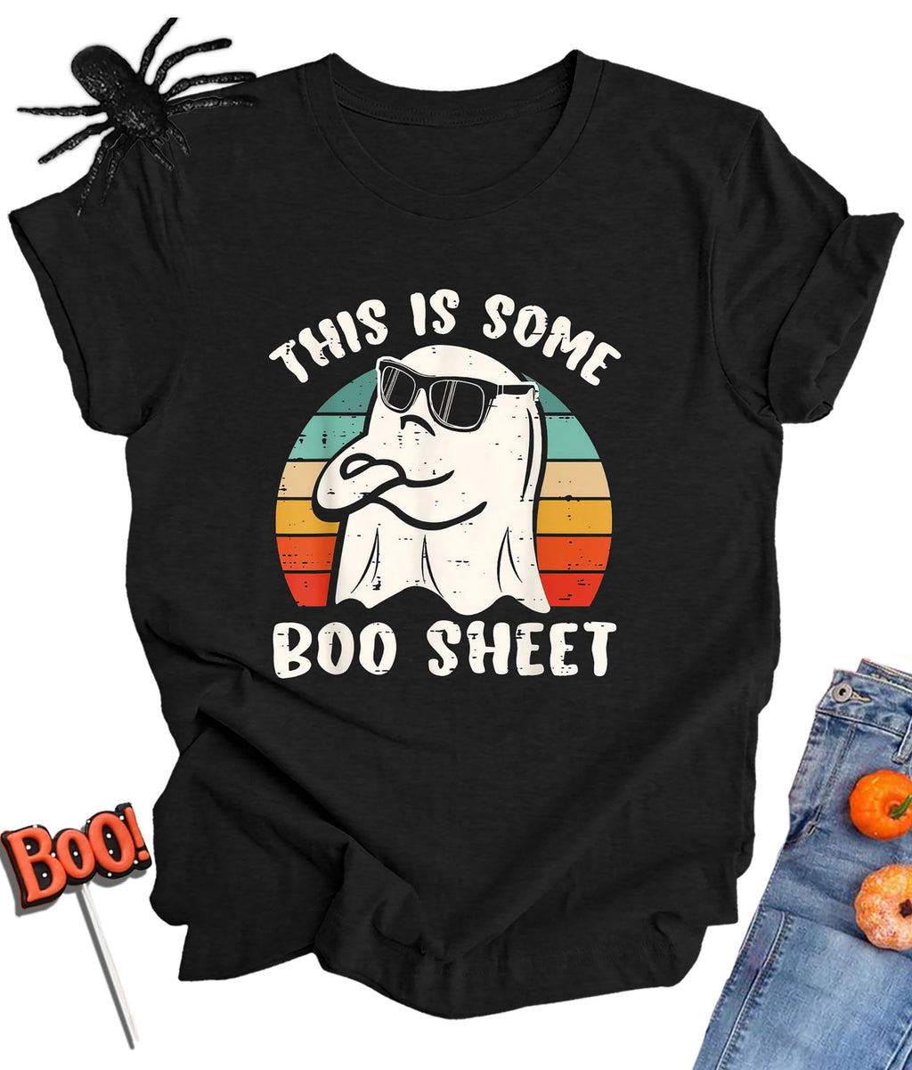 Halloween Shirt for Women Ghost Costume Spooky Season Tee Tops