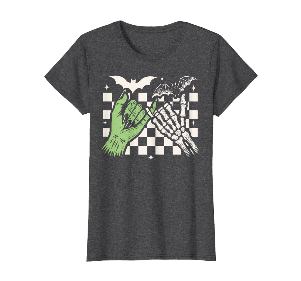 Spooky Season Halloween Vibes Pinky Promise Skeleton Bat T-Shirt