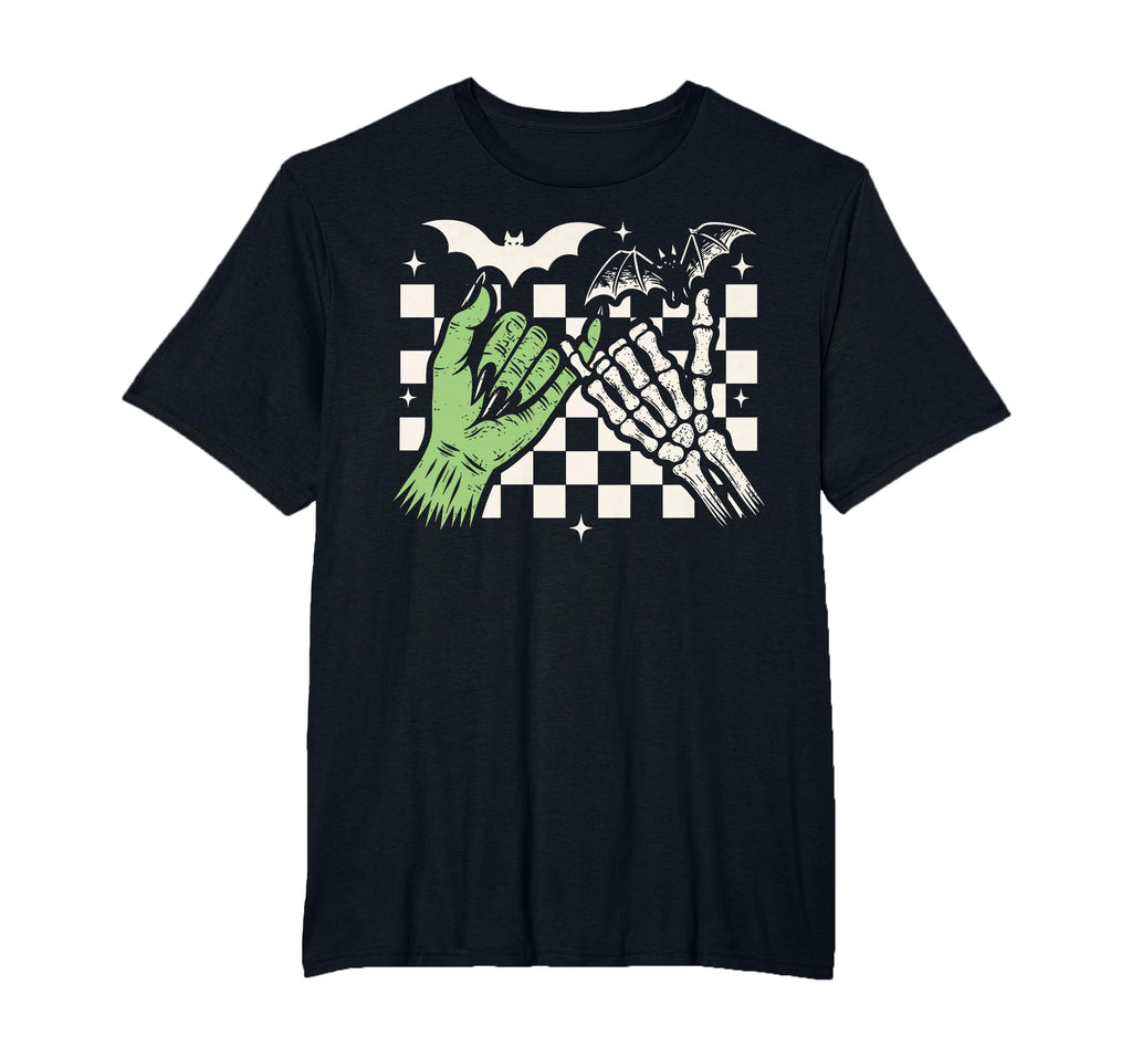 Spooky Season Halloween Vibes Pinky Promise Skeleton Bat T-Shirt