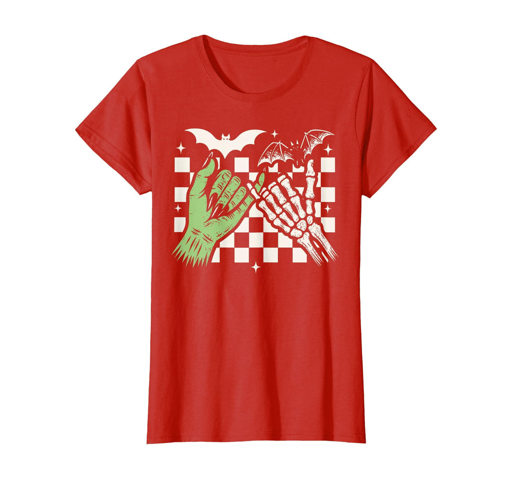 Spooky Season Halloween Vibes Pinky Promise Skeleton Bat T-Shirt