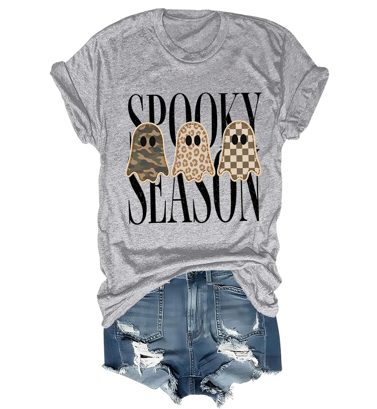 Spooky Season Ghosts T-Shirt Halloween Leopard Camo Checkered Ghost Shirts