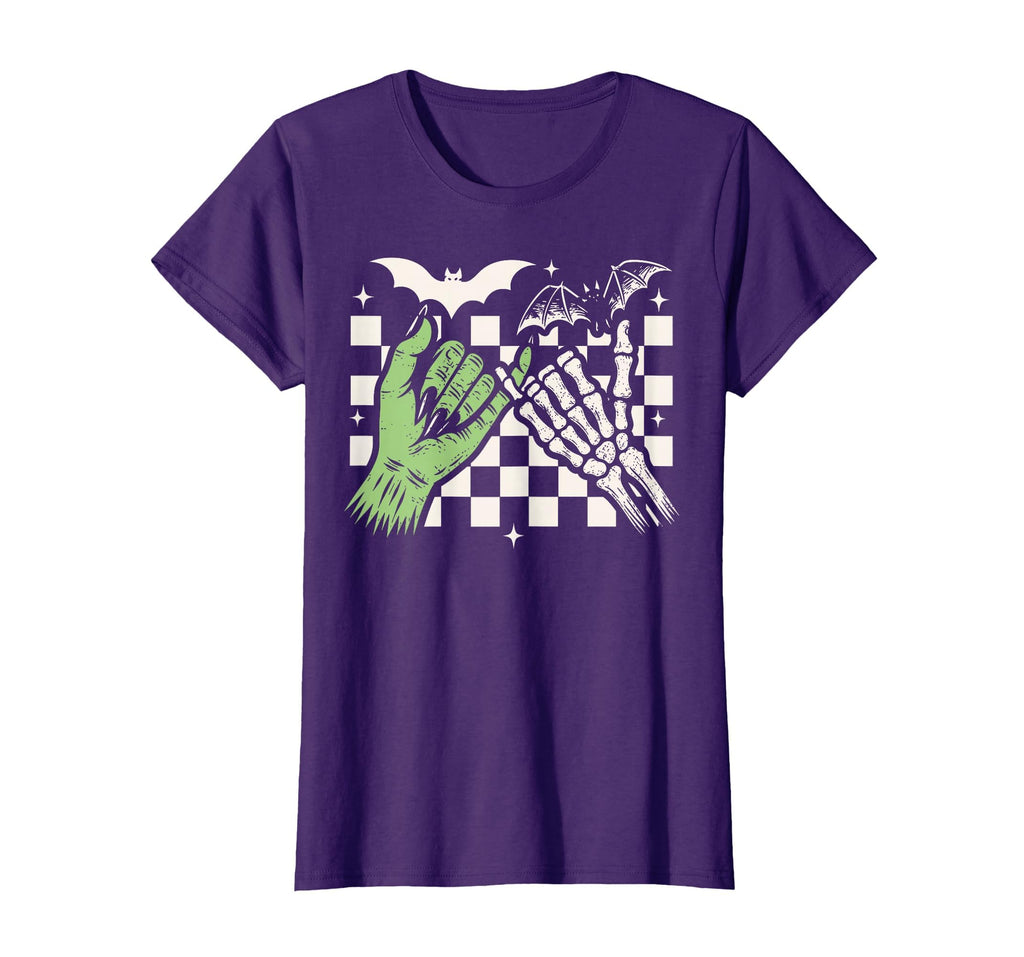 Spooky Season Halloween Vibes Pinky Promise Skeleton Bat T-Shirt
