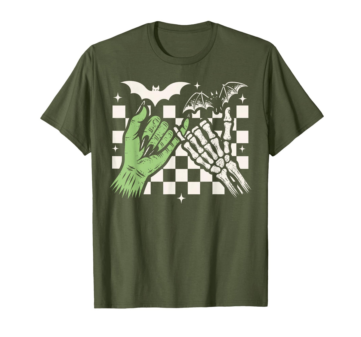 Spooky Season Halloween Vibes Pinky Promise Skeleton Bat T-Shirt