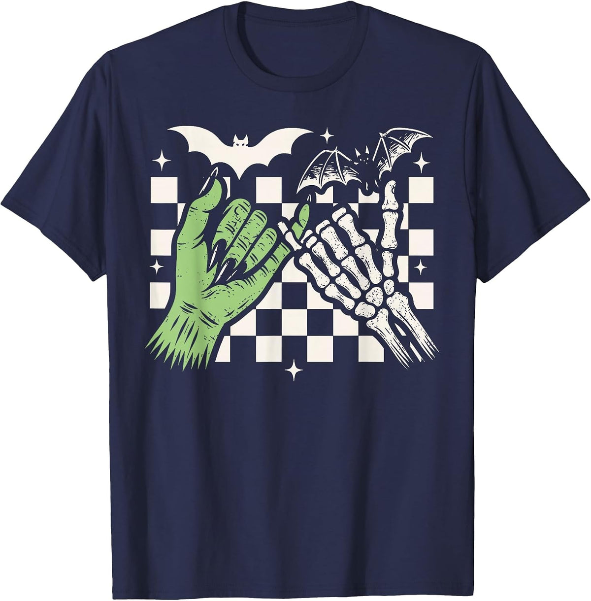 Spooky Season Halloween Vibes Pinky Promise Skeleton Bat T-Shirt
