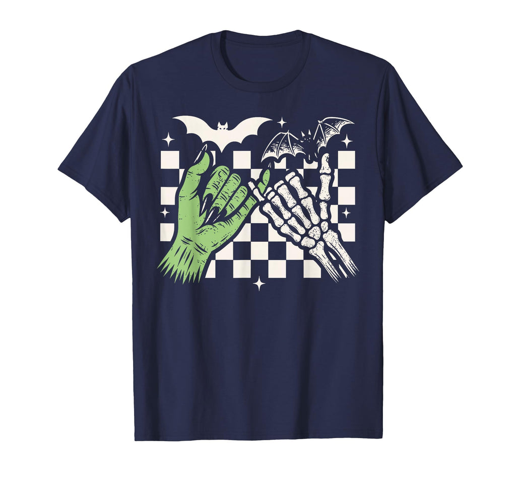 Spooky Season Halloween Vibes Pinky Promise Skeleton Bat T-Shirt