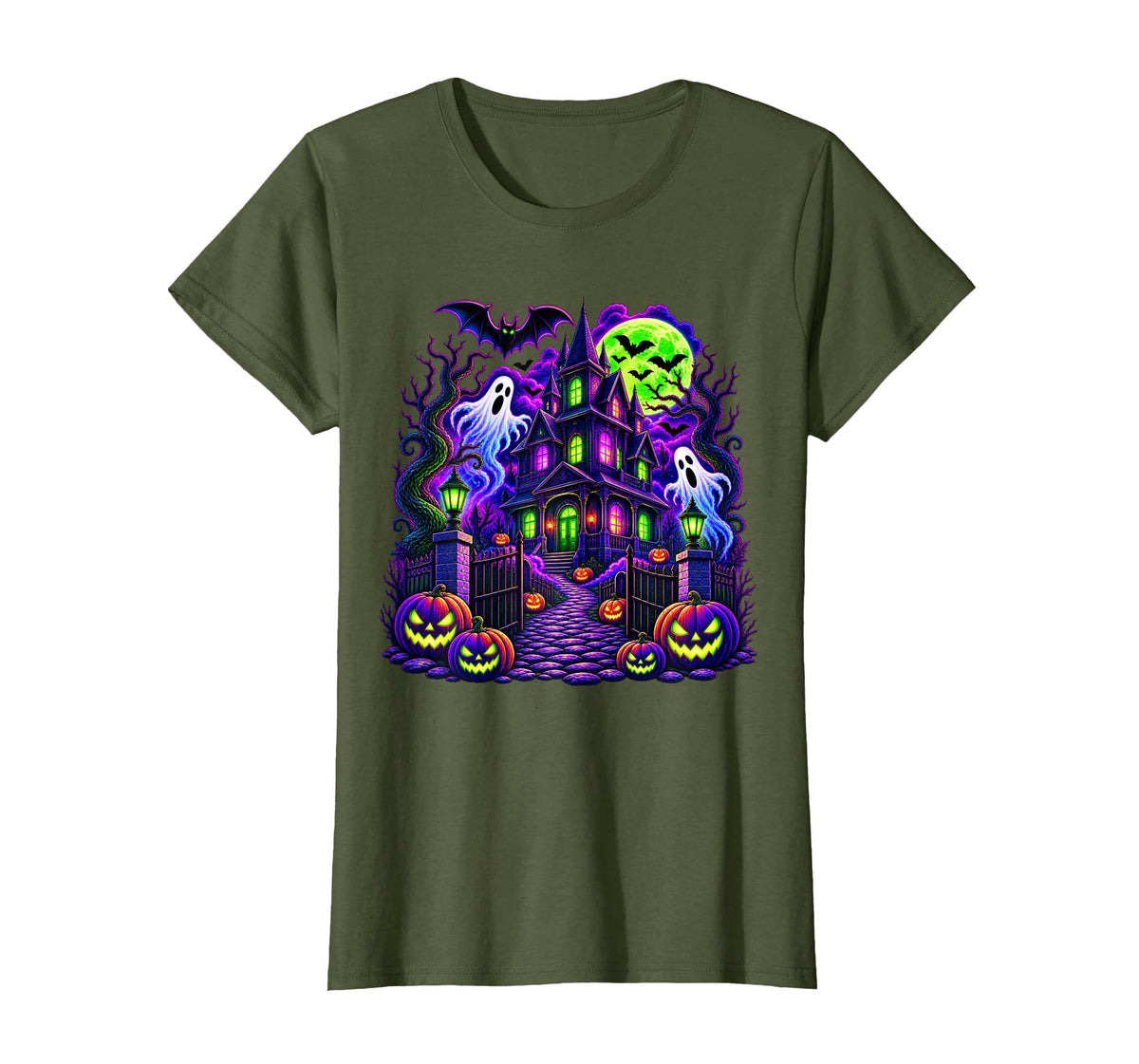 Vintage Halloween Spooky Scene Pumpkin Scary Costume Graphic T-Shirt