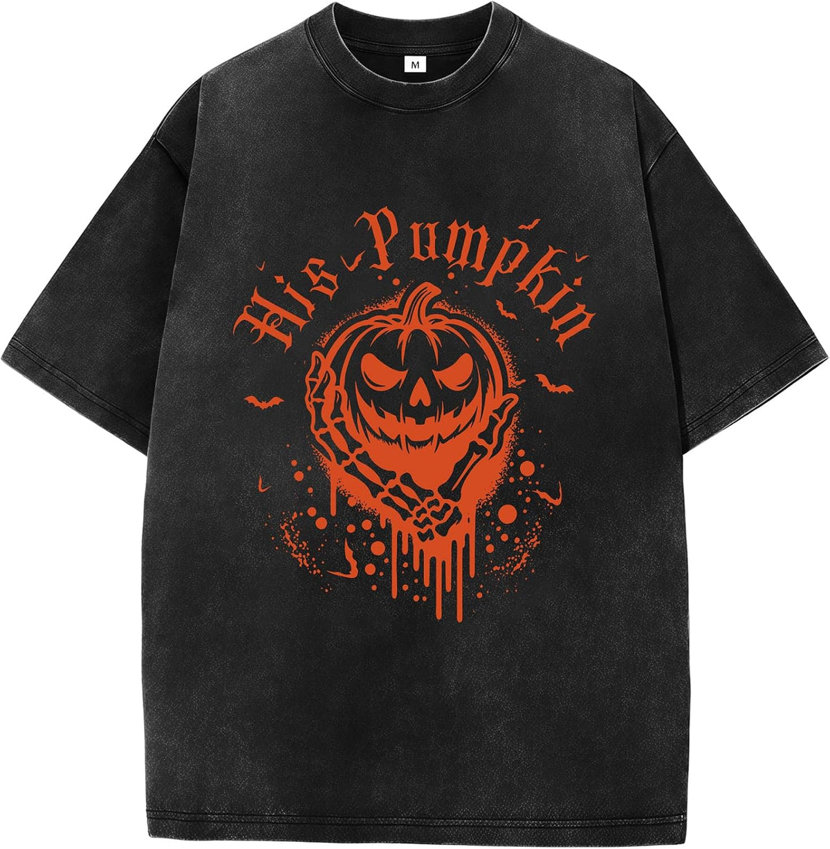 Aiyino Halloween Vintage Washed Pumpkin Graphic T Shirt for Men Women