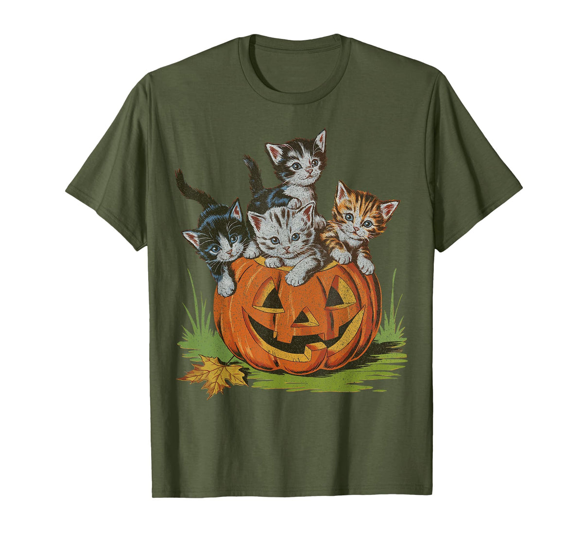 Halloween Vintage 90s Cat Pumpkin Spooky Season Men Women T-Shirt