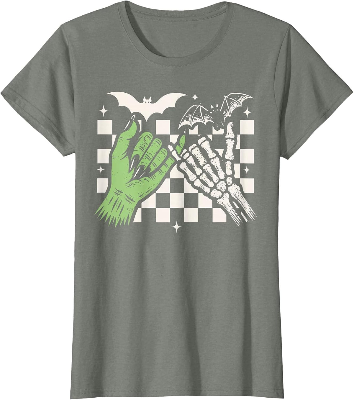 Spooky Season Halloween Vibes Pinky Promise Skeleton Bat T-Shirt