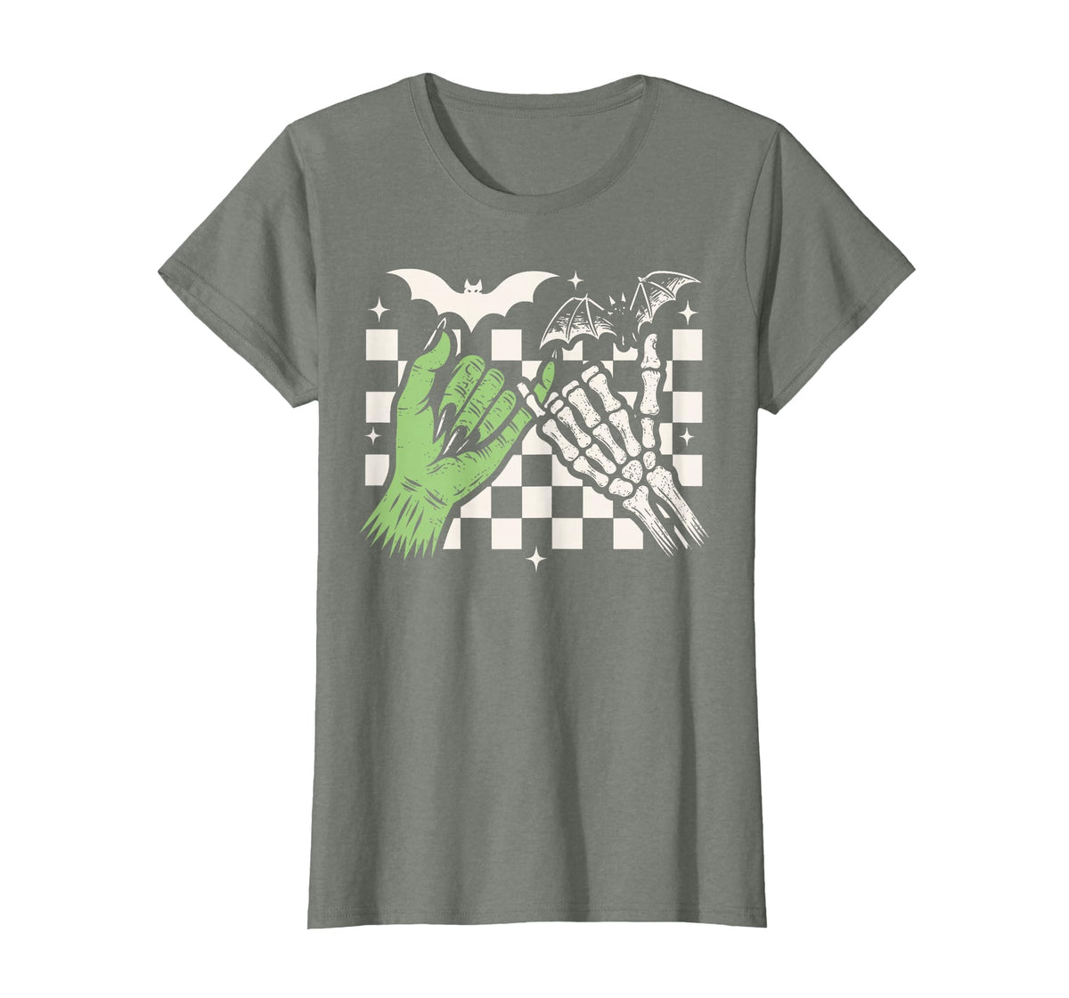 Spooky Season Halloween Vibes Pinky Promise Skeleton Bat T-Shirt