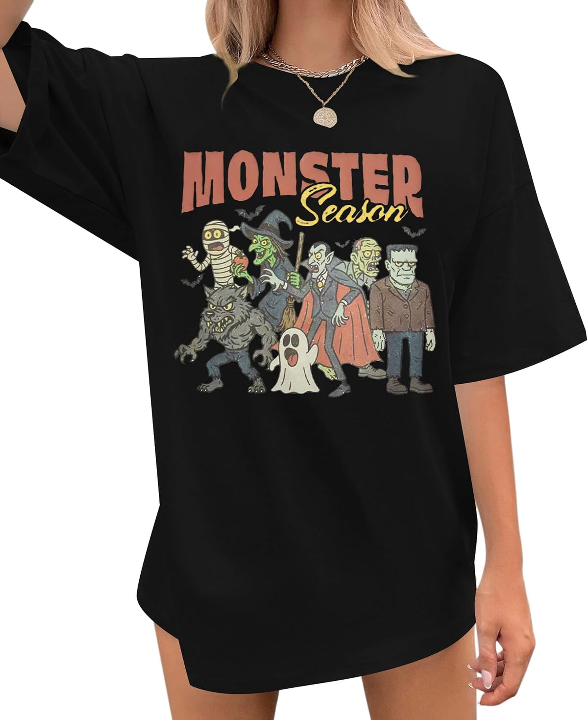 Vintage Halloween Shirt Women Oversized Spooky Shirts Monster Ghost Tee Top