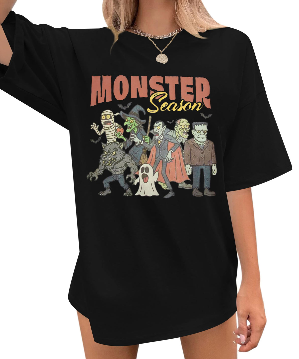Vintage Halloween Shirt Women Oversized Spooky Shirts Monster Ghost Tee Top