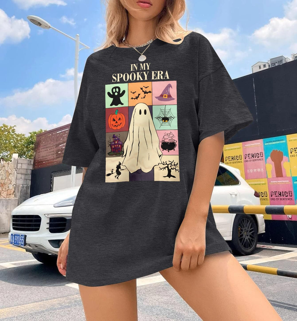 Womens Halloween Ghost Shirt: Skeleton Hand Tshirt Funny Spooky Season Tees