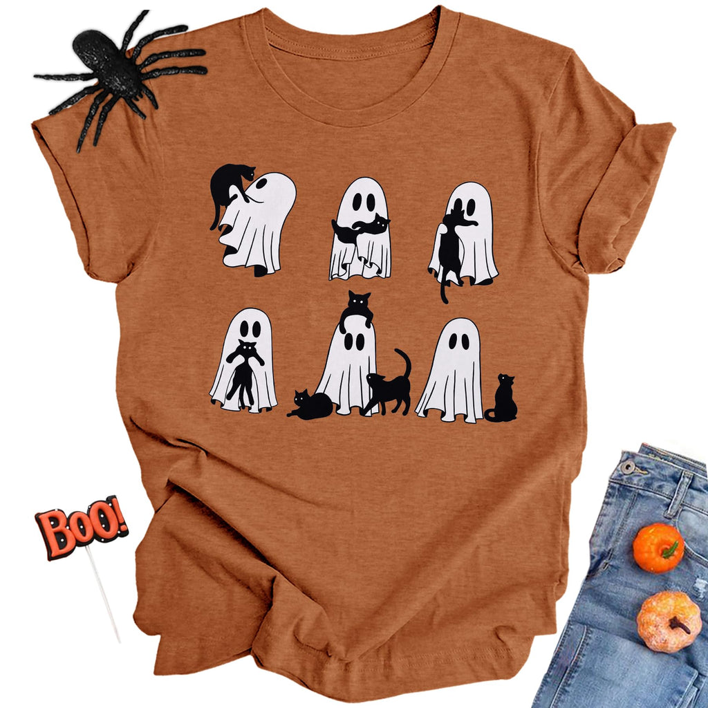 Halloween Shirt for Women Ghost Costume Spooky Season Tee Tops