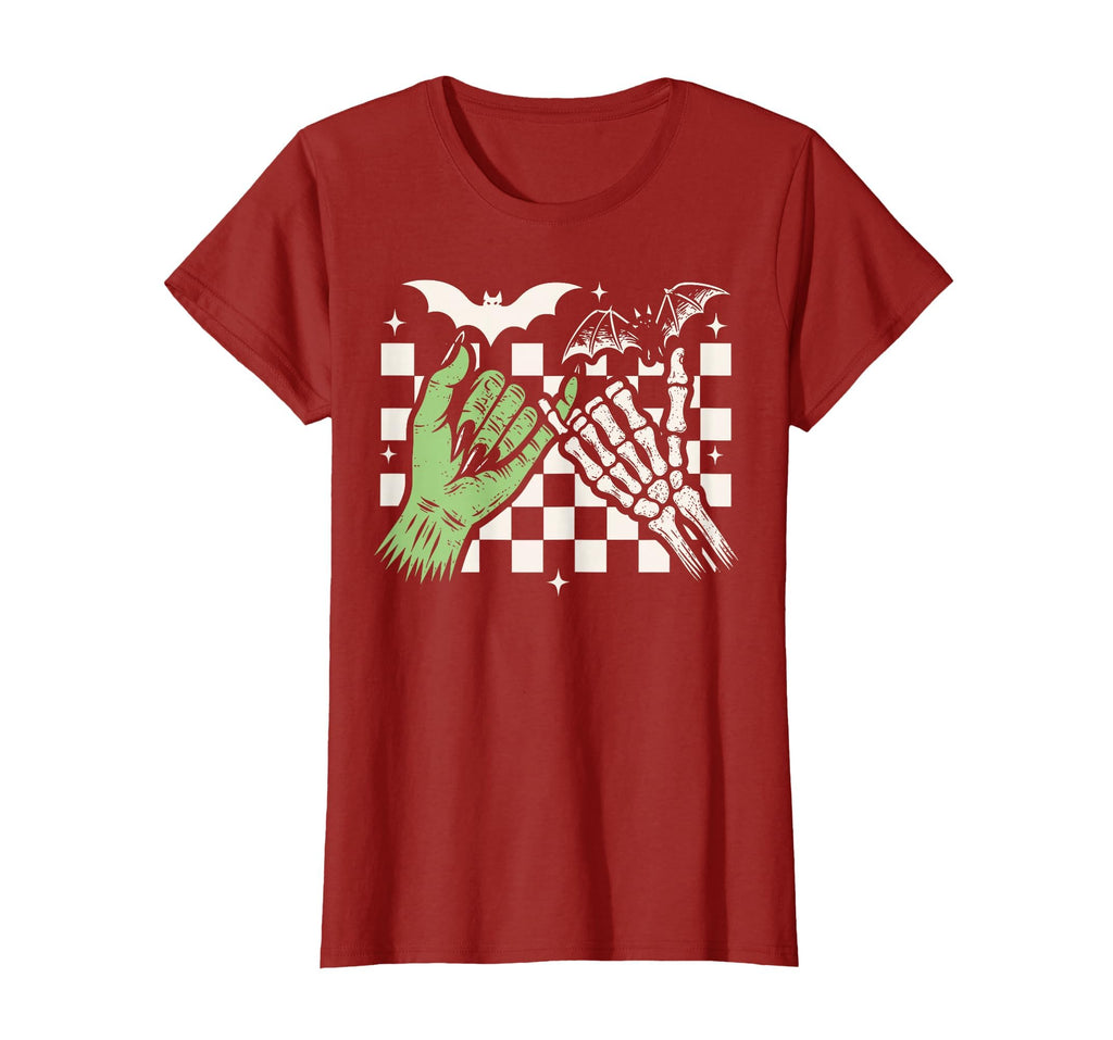 Spooky Season Halloween Vibes Pinky Promise Skeleton Bat T-Shirt