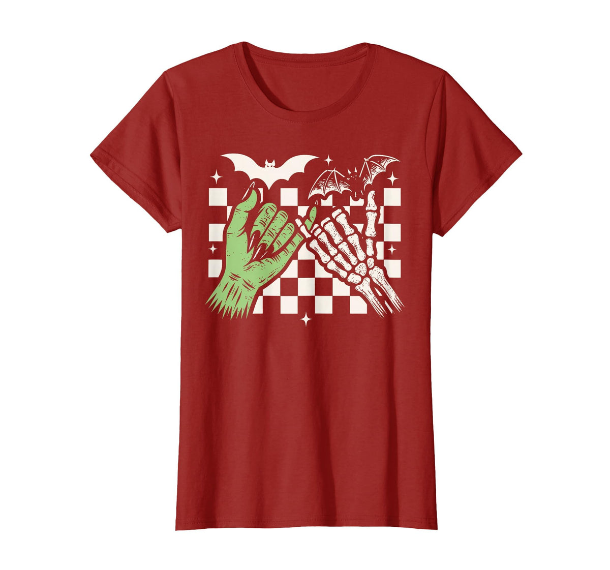 Spooky Season Halloween Vibes Pinky Promise Skeleton Bat T-Shirt