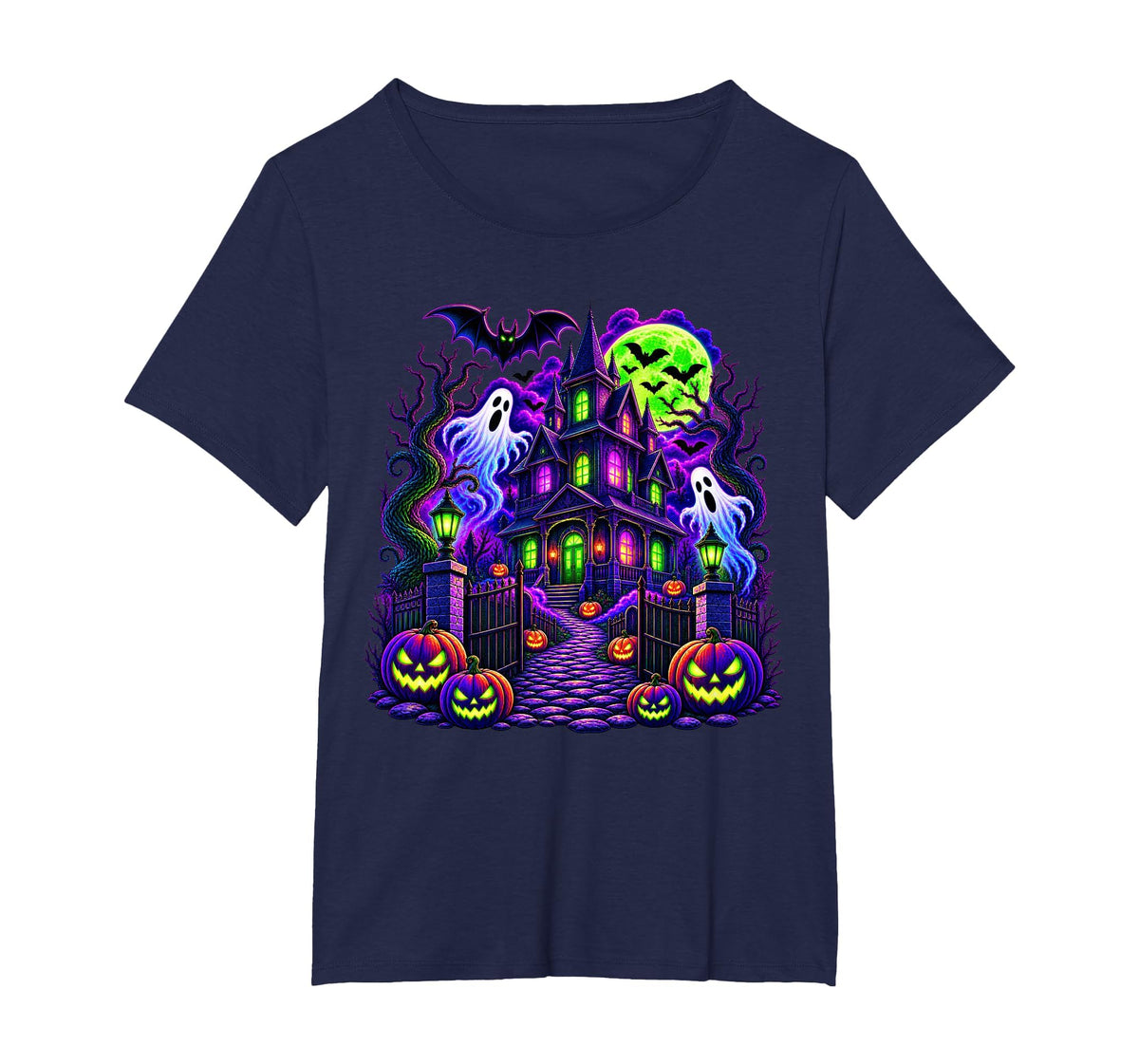 Vintage Halloween Spooky Scene Pumpkin Scary Costume Graphic T-Shirt