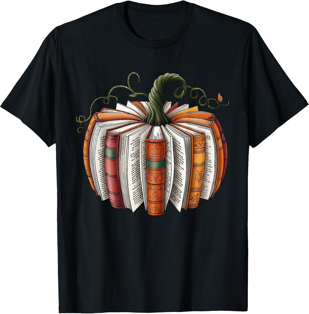 Retro Funny Fall Book Pumpkin Witch Bookworms Librarians T-Shirt