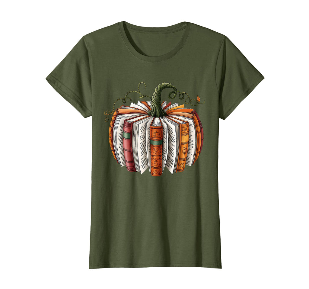 Retro Funny Fall Book Pumpkin Witch Bookworms Librarians T-Shirt
