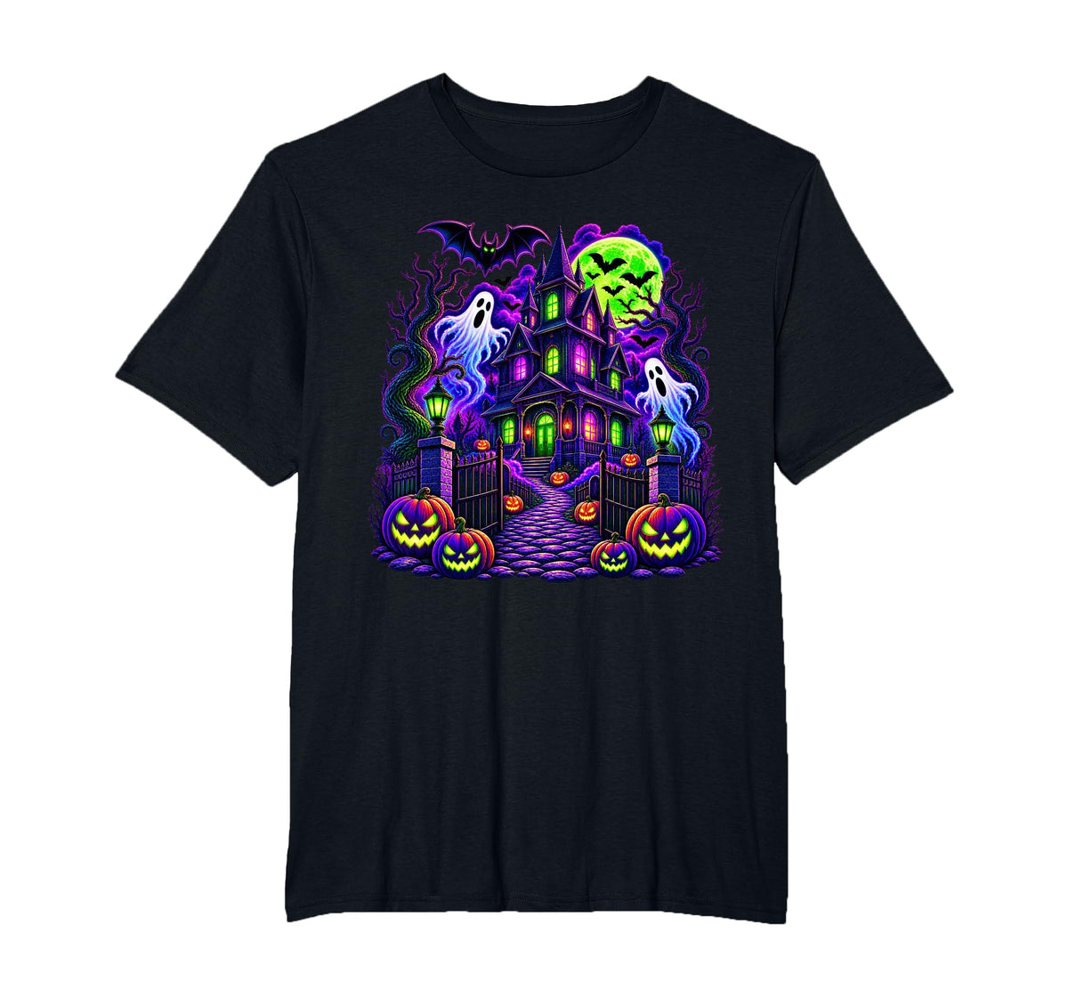 Vintage Halloween Spooky Scene Pumpkin Scary Costume Graphic T-Shirt