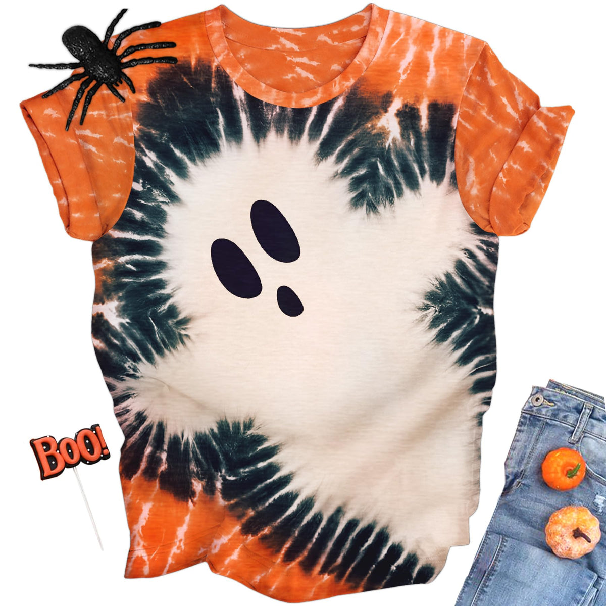 Halloween Shirt for Women Ghost Costume Spooky Season Tee Tops