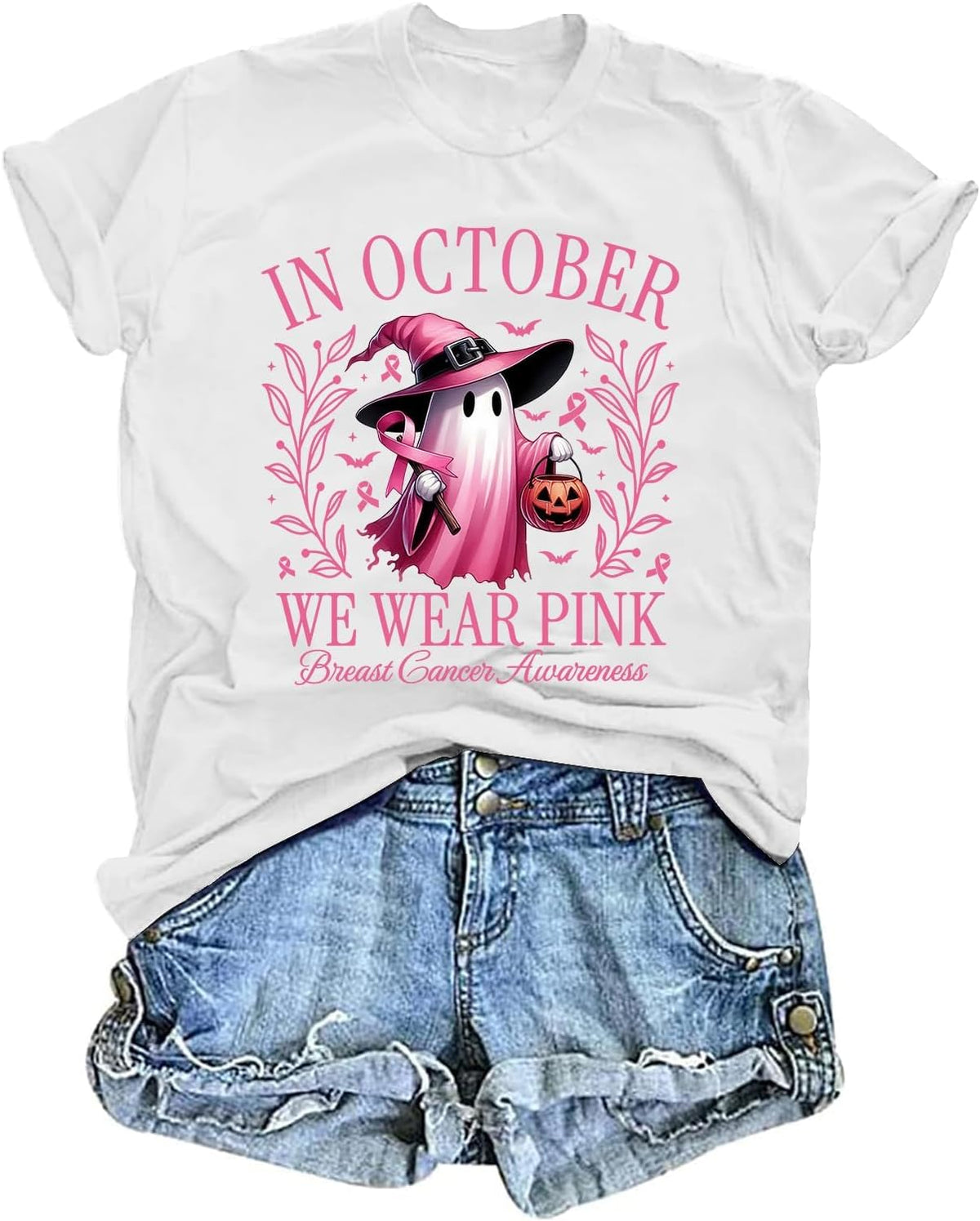 Womens Funny Printed Shirts Halloween Short Sleeve Graphic Tees Fall T-Shirts Terrifying Vintage Tops