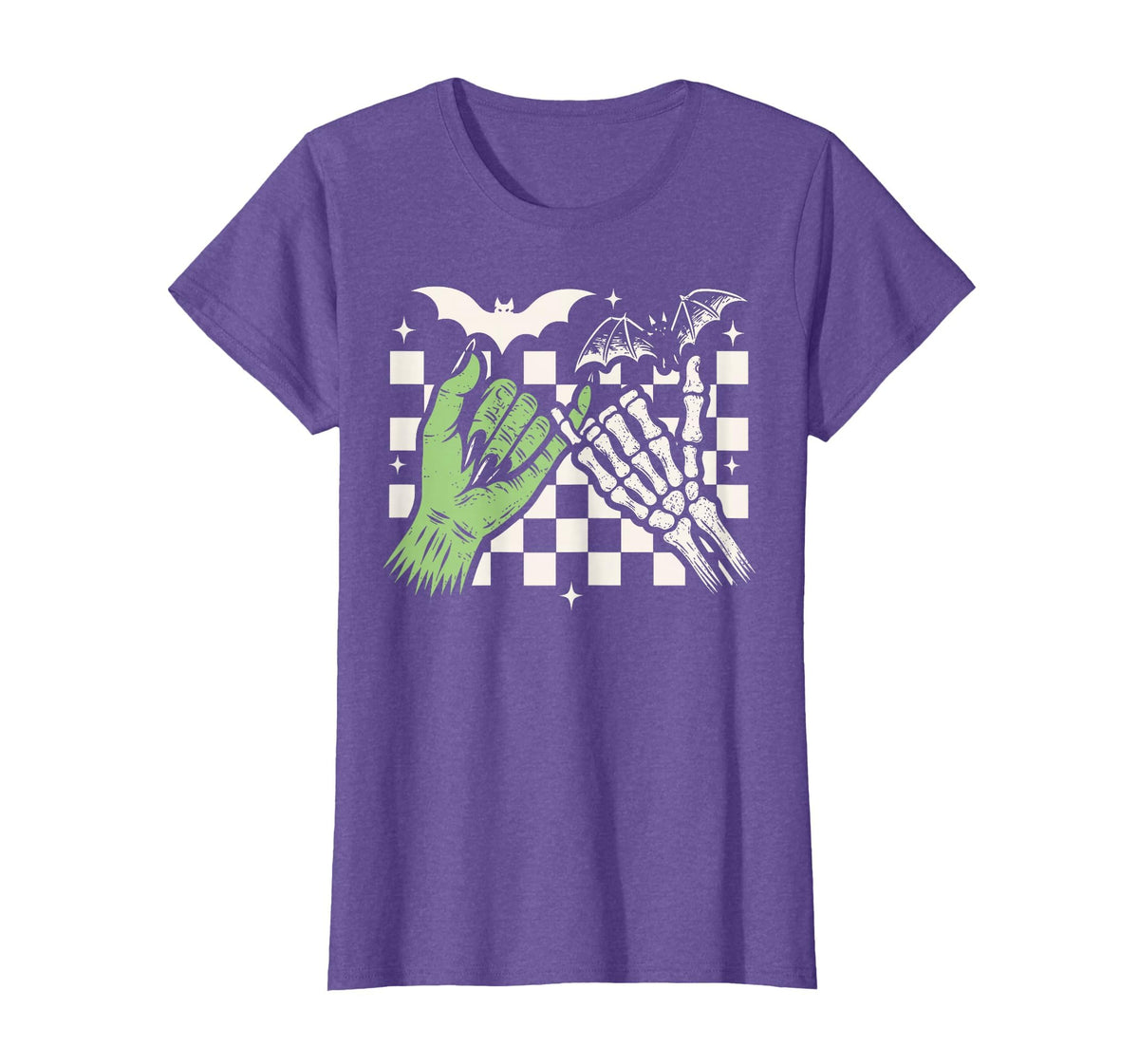 Spooky Season Halloween Vibes Pinky Promise Skeleton Bat T-Shirt