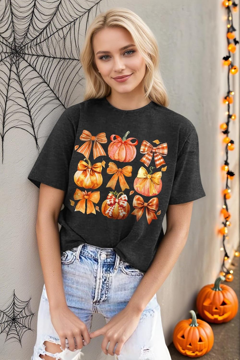Halloween Shirts for Women Spooky Season Shirt Pumpkin Ghost Graphic tees Casual Short Sleeve Tops