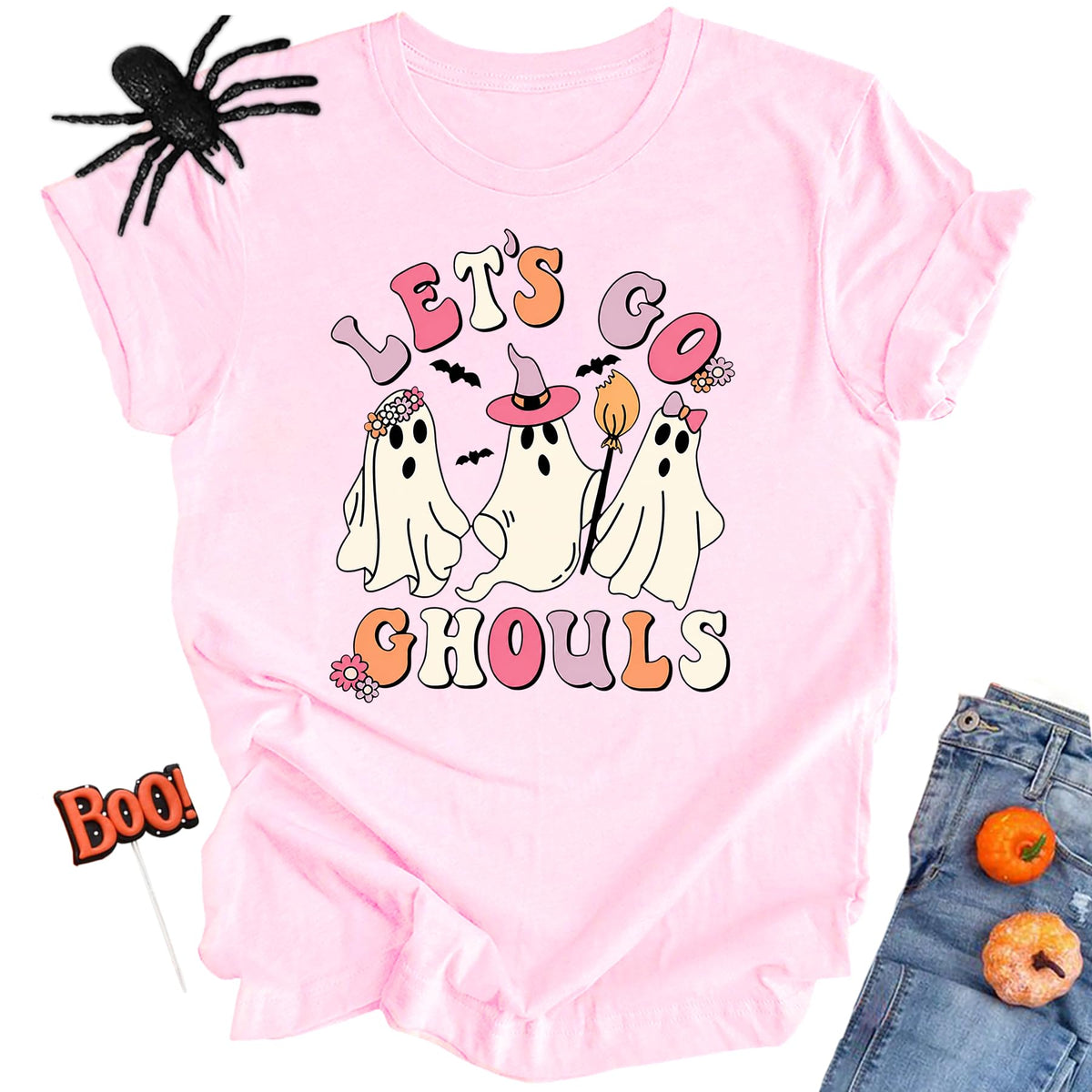 Halloween Shirt for Women Ghost Costume Spooky Season Tee Tops
