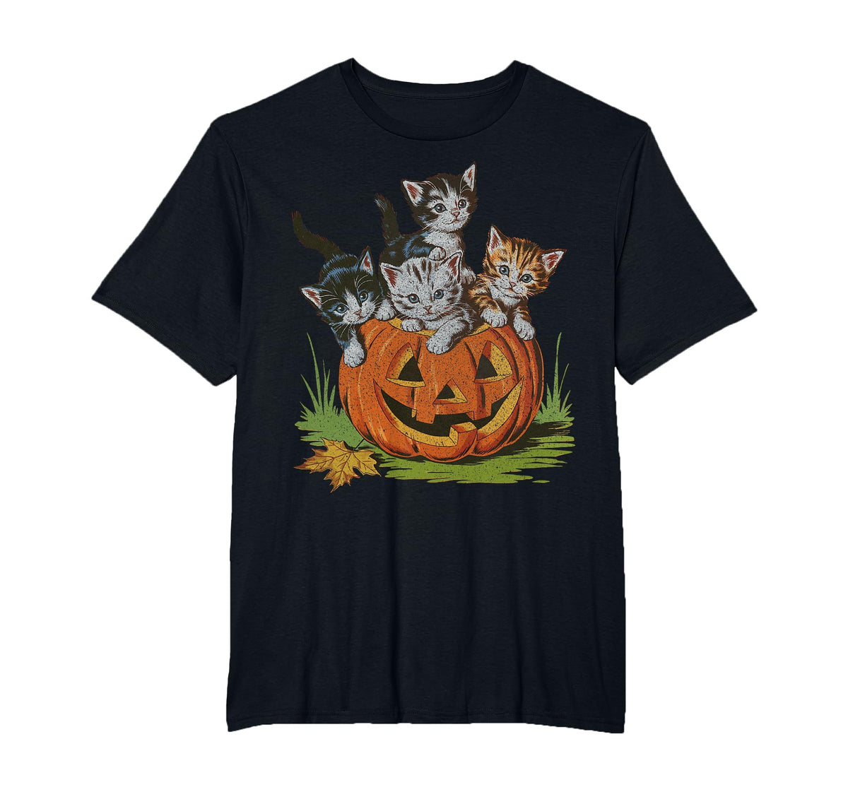 Halloween Vintage 90s Cat Pumpkin Spooky Season Men Women T-Shirt