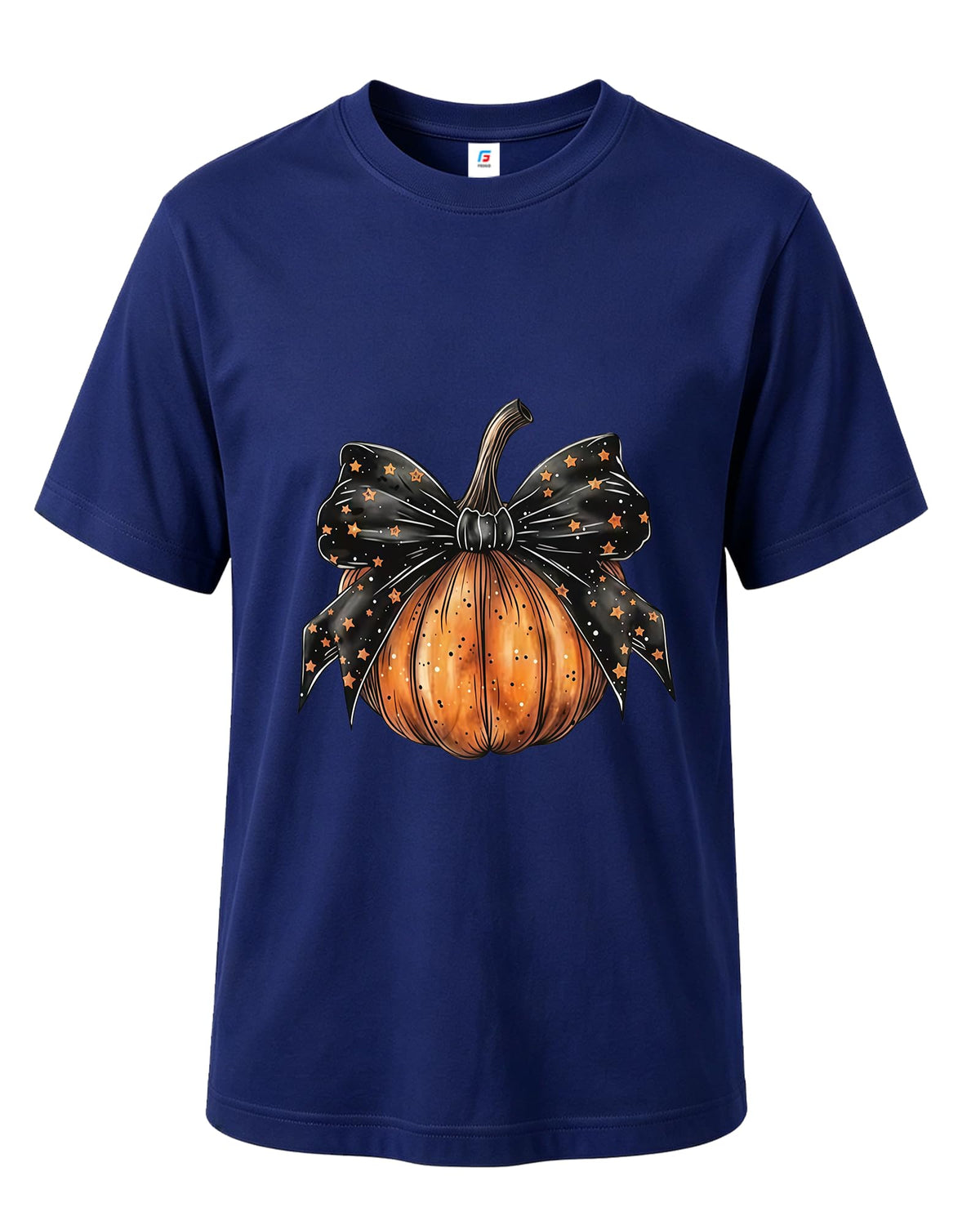 Halloween Pumpkin Bow T-Shirt Unique Graphic Tee for Women Holiday Wear