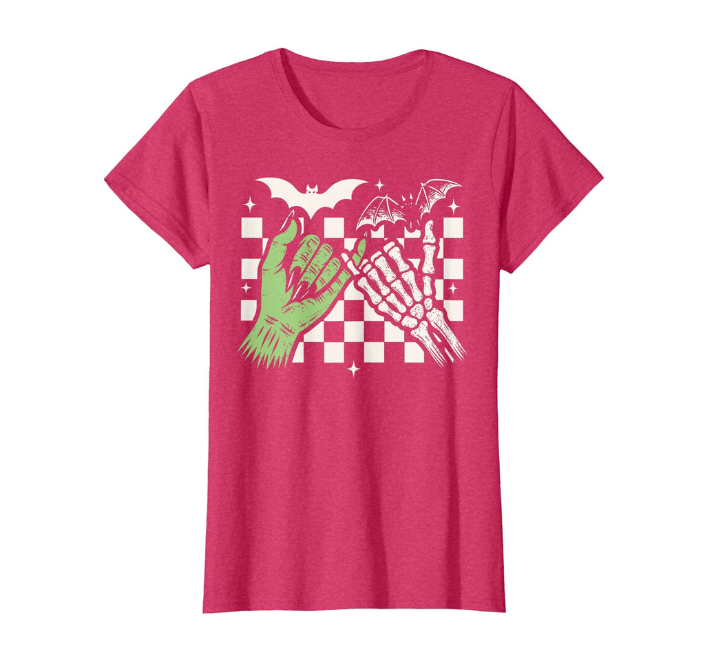 Spooky Season Halloween Vibes Pinky Promise Skeleton Bat T-Shirt