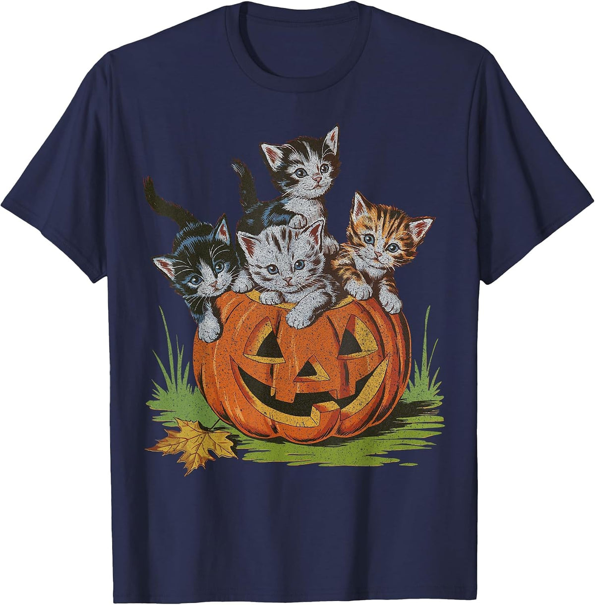 Halloween Vintage 90s Cat Pumpkin Spooky Season Men Women T-Shirt