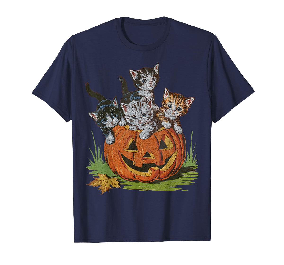 Halloween Vintage 90s Cat Pumpkin Spooky Season Men Women T-Shirt