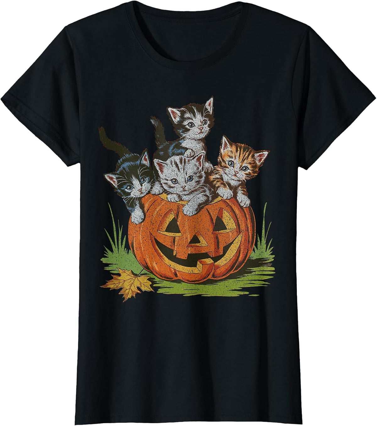 Halloween Vintage 90s Cat Pumpkin Spooky Season Men Women T-Shirt