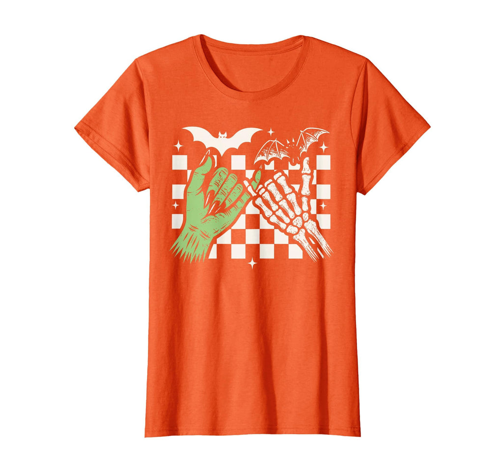 Spooky Season Halloween Vibes Pinky Promise Skeleton Bat T-Shirt