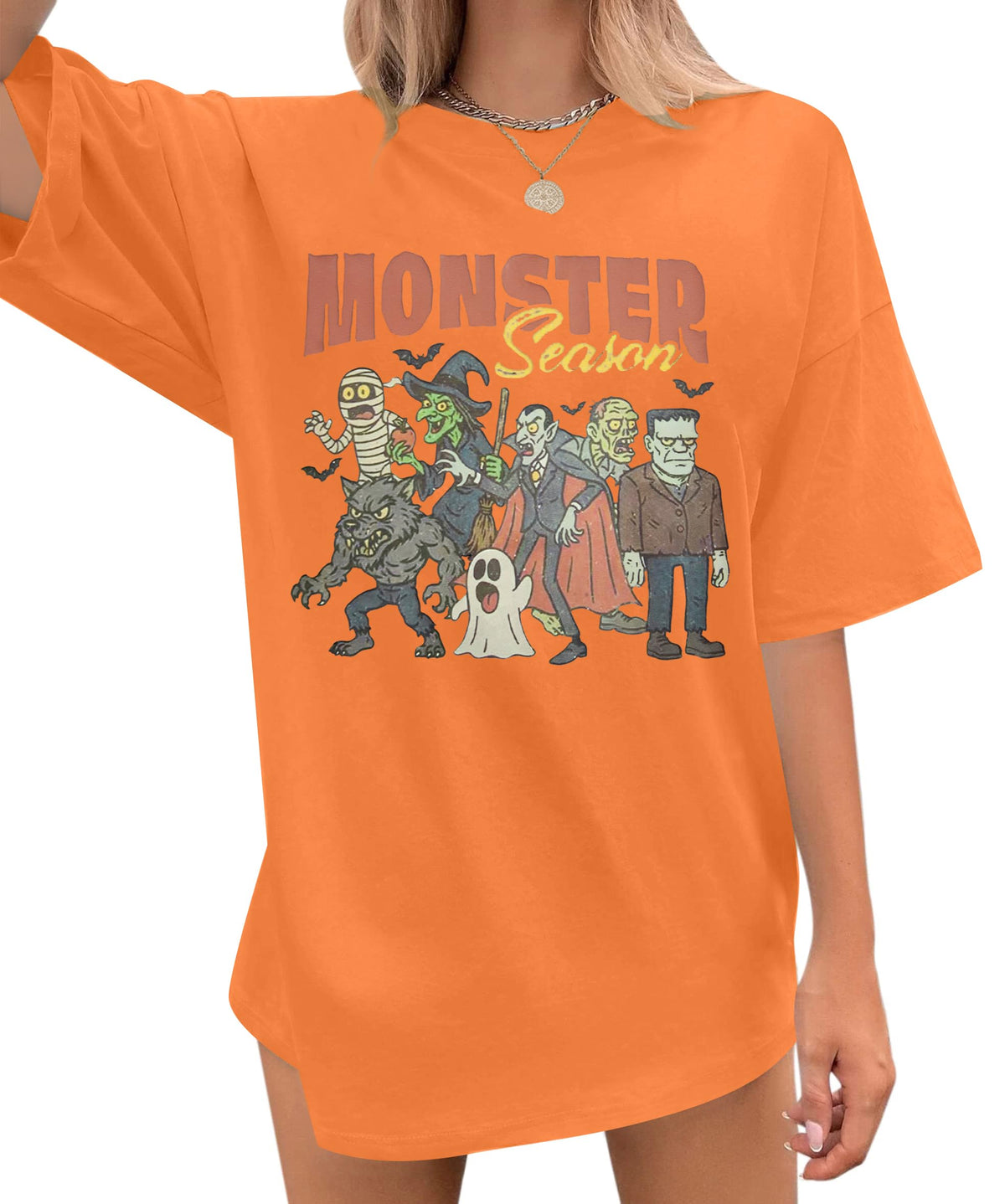 Vintage Halloween Shirt Women Oversized Spooky Shirts Monster Ghost Tee Top