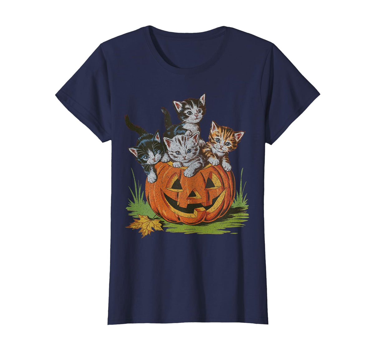 Halloween Vintage 90s Cat Pumpkin Spooky Season Men Women T-Shirt