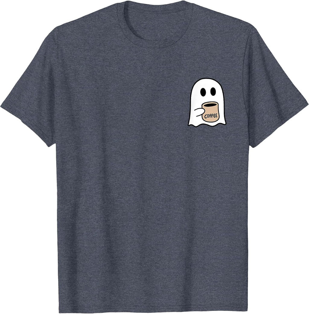 Ghost Drinking Coffee Funny Halloween Costume Coffee Lover T-Shirt