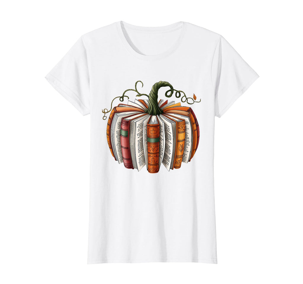 Retro Funny Fall Book Pumpkin Witch Bookworms Librarians T-Shirt