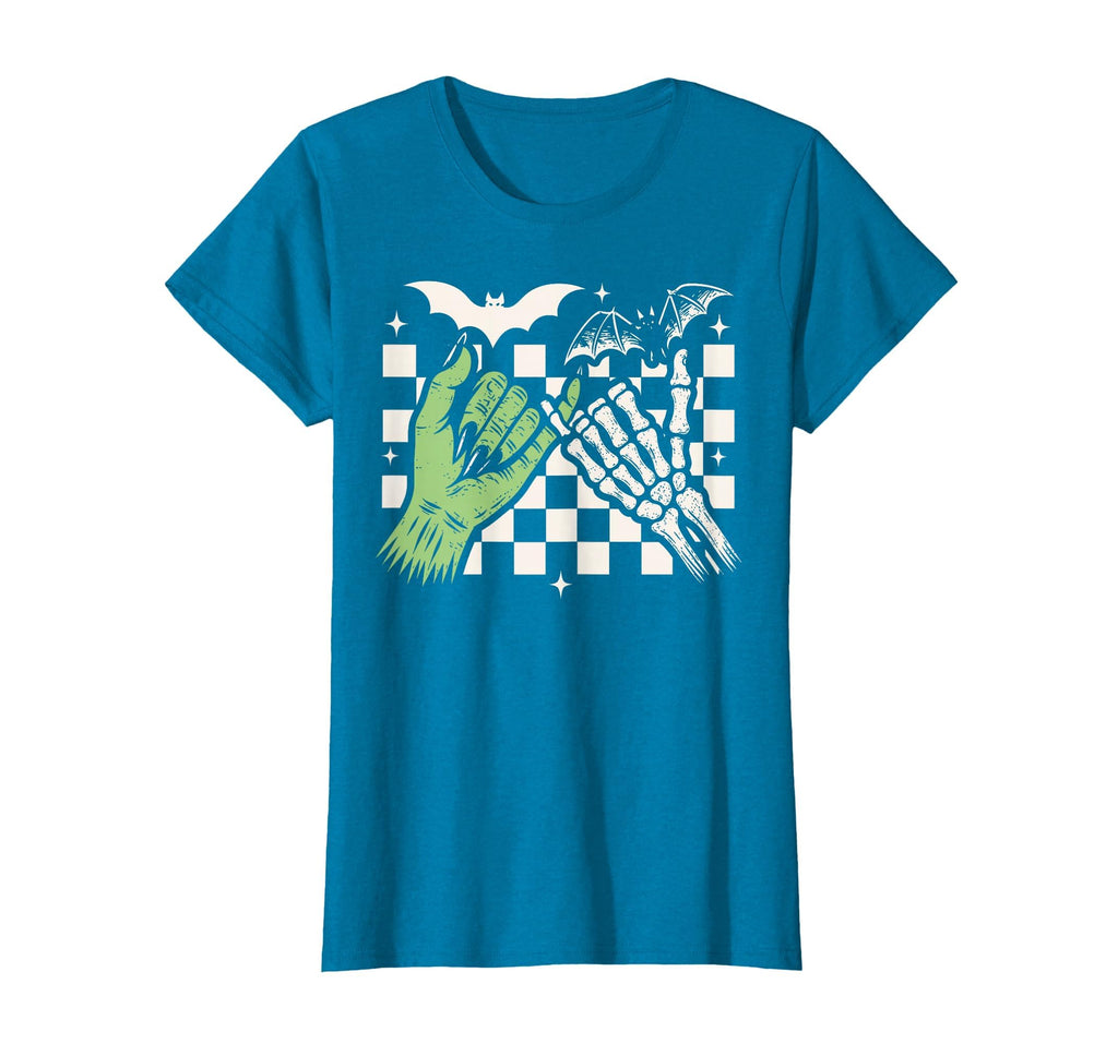 Spooky Season Halloween Vibes Pinky Promise Skeleton Bat T-Shirt